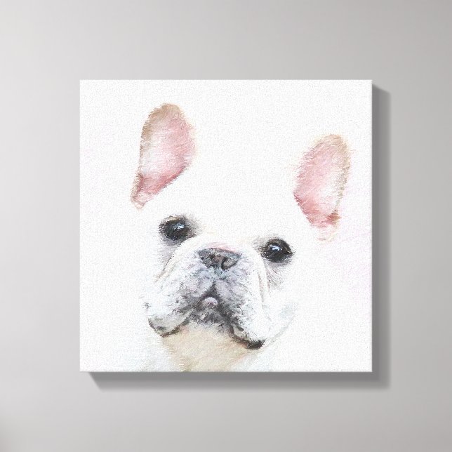 Fransk Bulldog-målning (Cream/White) - Hund Art Canvastryck (Framsida)