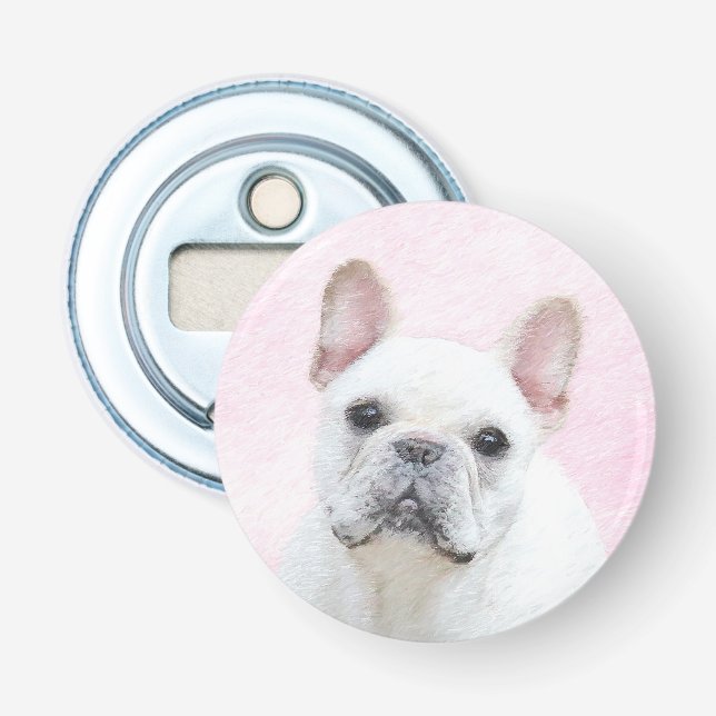 Fransk Bulldog-målning (Cream/White) - Hund Art Flasköppnare (Framsidan)