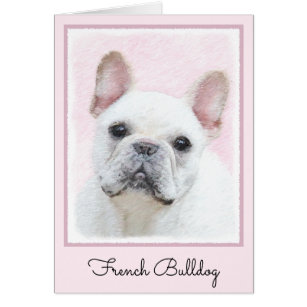 Fransk Bulldog-målning (Cream/White) - Hund Art Hälsningskort