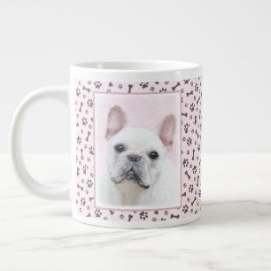 Fransk Bulldog-målning (Cream/White) - Hund Art Jumbo Mugg