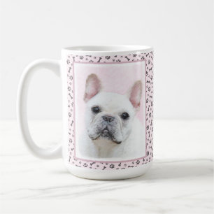 Fransk Bulldog-målning (Cream/White) - Hund Art Kaffemugg