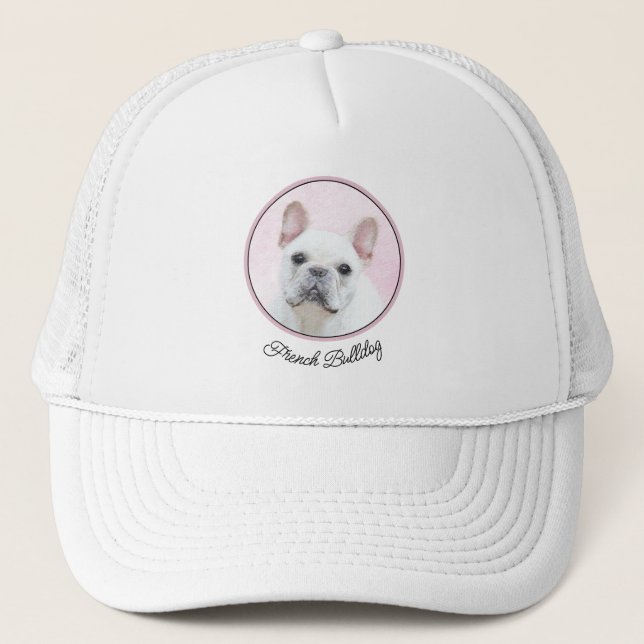 Fransk Bulldog-målning (Cream/White) - Hund Art Keps (Framsida)