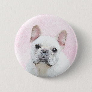 Fransk Bulldog-målning (Cream/White) - Hund Art Knapp