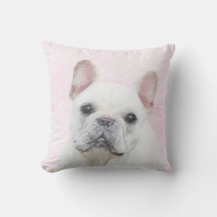 Fransk Bulldog-målning (Cream/White) - Hund Art Kudde