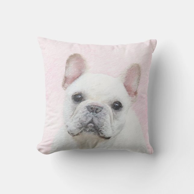 Fransk Bulldog-målning (Cream/White) - Hund Art Kudde (Framsida)
