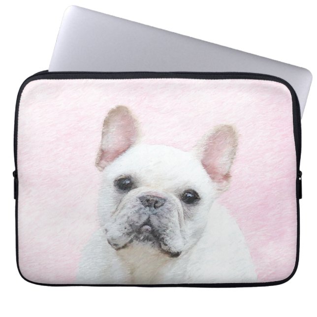 Fransk Bulldog-målning (Cream/White) - Hund Art Laptop Fodral (Framsidan)