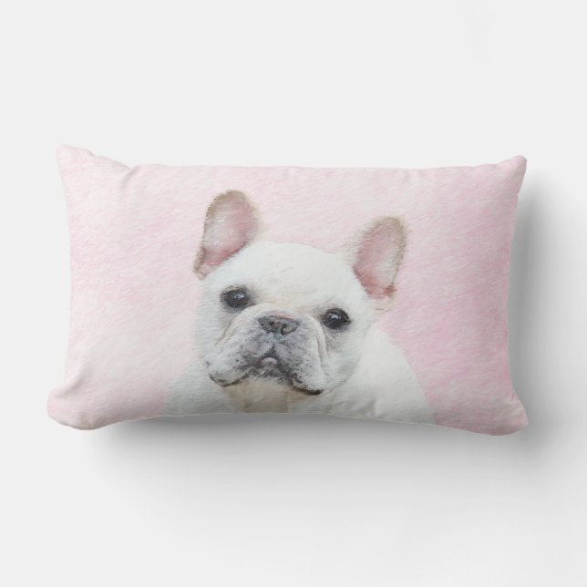 Fransk Bulldog-målning (Cream/White) - Hund Art Lumbarkudde (Framsida)