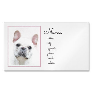 Fransk Bulldog-målning (Cream/White) - Hund Art Magnetiska Visitkort