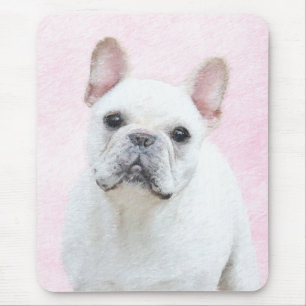 Fransk Bulldog-målning (Cream/White) - Hund Art Musmatta