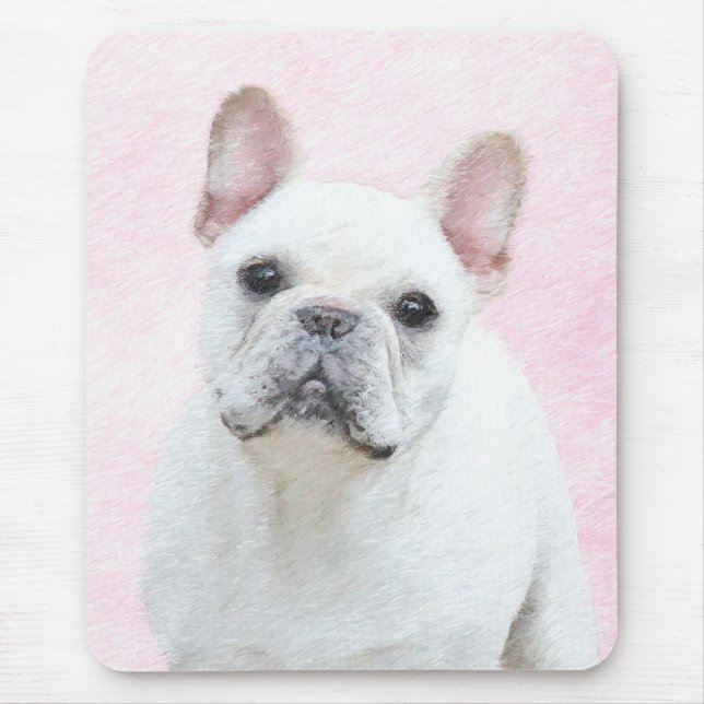 Fransk Bulldog-målning (Cream/White) - Hund Art Musmatta (Framsidan)