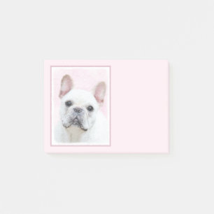 Fransk Bulldog-målning (Cream/White) - Hund Art Post-it Block