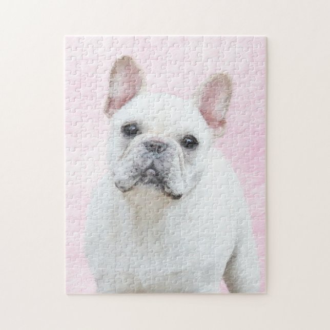 Fransk Bulldog-målning (Cream/White) - Hund Art Pussel (Vertikal)