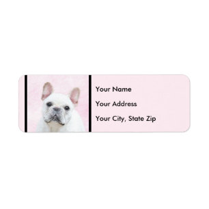 Fransk Bulldog-målning (Cream/White) - Hund Art Returadress Etikett