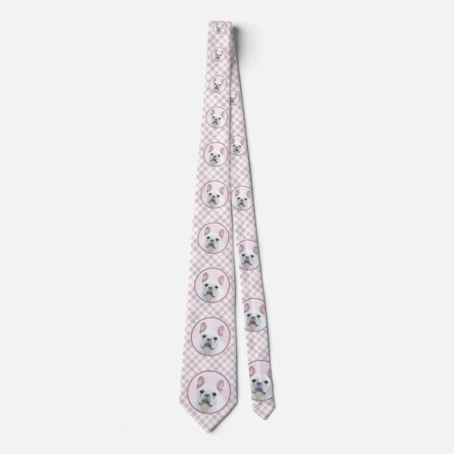 Fransk Bulldog-målning (Cream/White) - Hund Art Slips (Framsida)