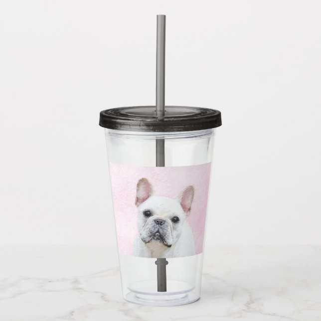Fransk Bulldog-målning (Cream/White) - Hund Art Take Away Mugg (Framsida)