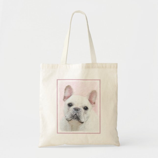 Fransk Bulldog-målning (Cream/White) - Hund Art Tygkasse (Framsidan)