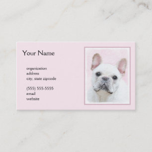 Fransk Bulldog-målning (Cream/White) - Hund Art Visitkort