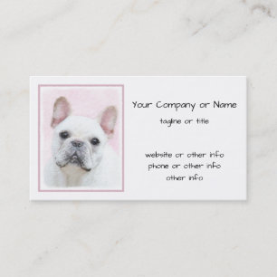 Fransk Bulldog-målning (Cream/White) - Hund Art Visitkort