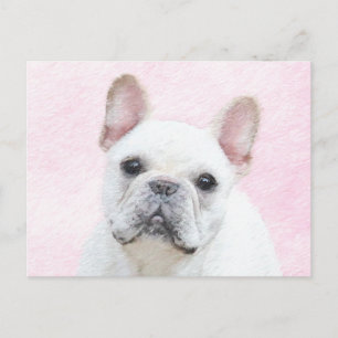 Fransk Bulldog-målning (Cream/White) - Hund Art Vykort