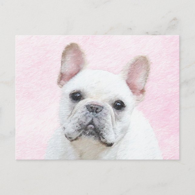 Fransk Bulldog-målning (Cream/White) - Hund Art Vykort (Framsida)