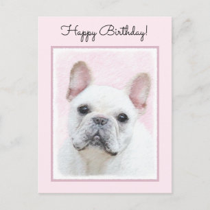 Fransk Bulldog-målning (Cream/White) - Hund Art Vykort