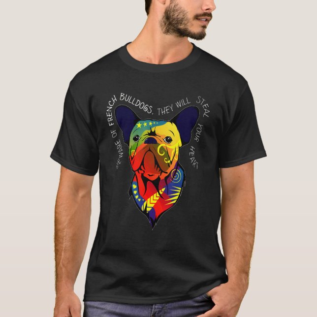 Fransk Bulldog-målning för teckningar T Shirt (Framsida)