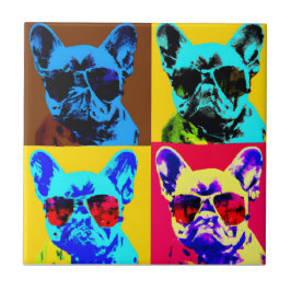 Fransk bulldog-målning i pop art stil kakelplatta