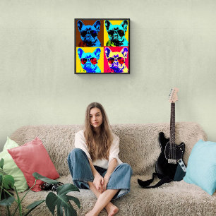 Fransk bulldog-målning i pop art stil poster