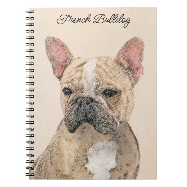 Fransk Bulldog-målning (Sable) - Cute Original Do Anteckningsbok (Framsidan)