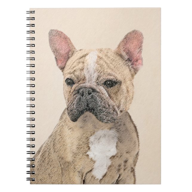 Fransk Bulldog-målning (Sable) - Cute Original Do Anteckningsbok Med Spiral (Framsidan)