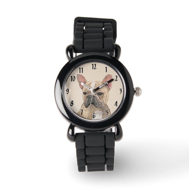 Fransk Bulldog-målning (Sable) - Cute Original Do Armbandsur (Framsida)