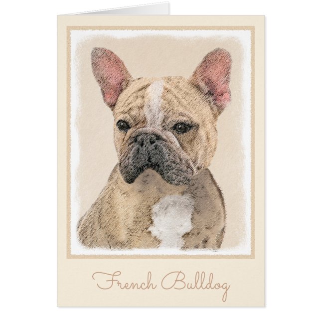 Fransk Bulldog-målning (Sable) - Cute Original Do Hälsningskort (Framsidan)