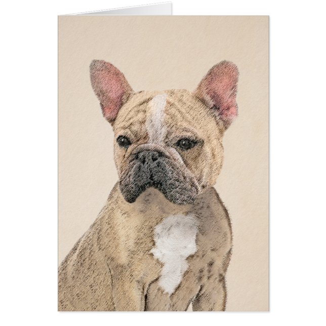 Fransk Bulldog-målning (Sable) - Cute Original Do Hälsningskort (Framsidan)