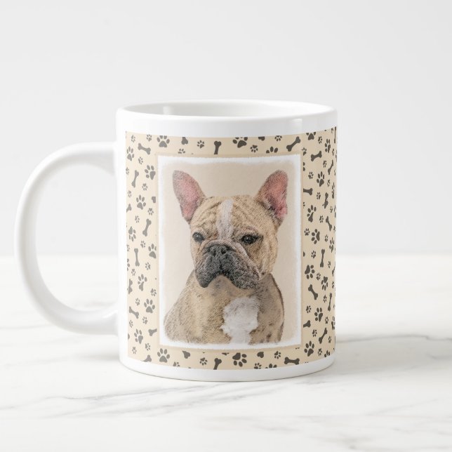 Fransk Bulldog-målning (Sable) - Cute Original Do Jumbo Mugg (Vänster)