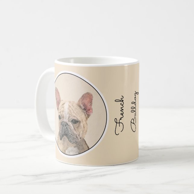 Fransk Bulldog-målning (Sable) - Cute Original Do Kaffemugg (Framsida vänster)