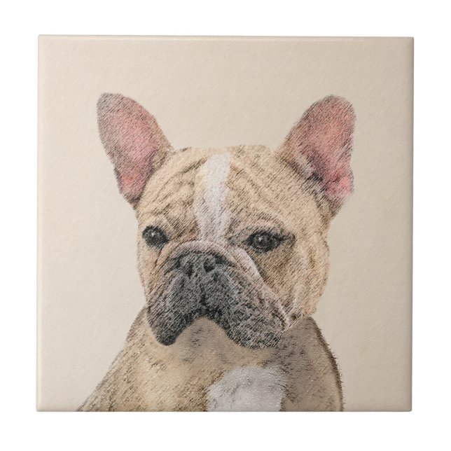 Fransk Bulldog-målning (Sable) - Cute Original Do Kakelplatta (Framsidan)
