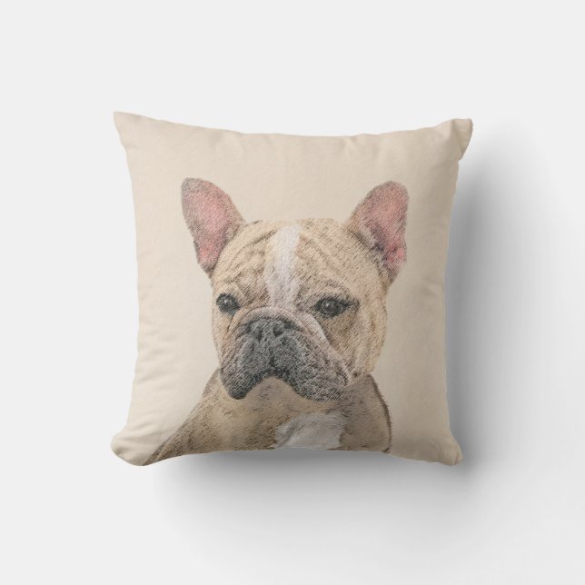 Fransk Bulldog-målning (Sable) - Cute Original Do Kudde (Framsida)