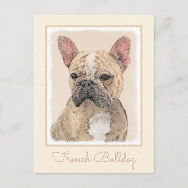 Fransk Bulldog-målning (Sable) - Cute Original Do Vykort (Framsida)