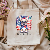 Fransk Bulldog Mama Patriotisk USA Flagga