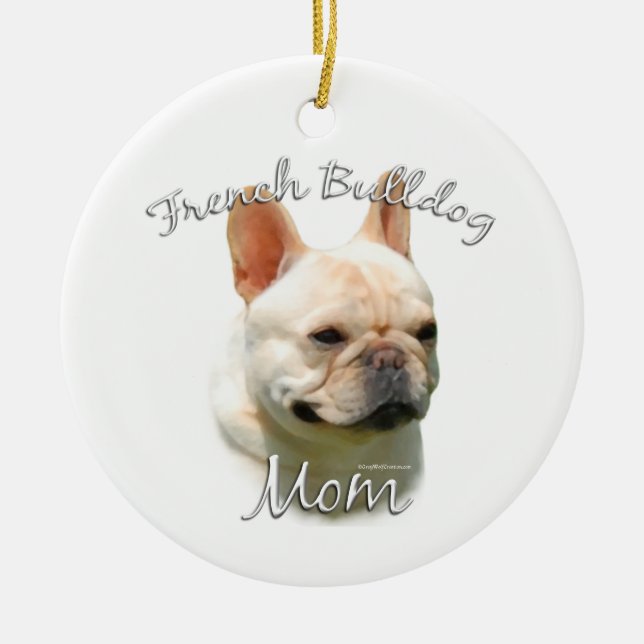 Fransk Bulldog Mamma 2 Julgransprydnad Keramik (Framsidan)