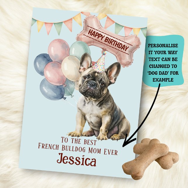 Fransk Bulldog mamma/pappa födelsedag  Kort (Skapare uppladdad)