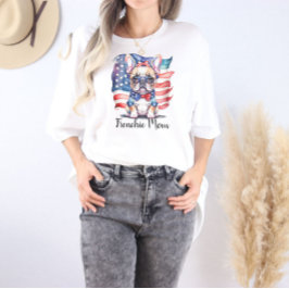 Fransk Bulldog Mamma Patriotisk USA Flagga T Shirt