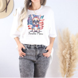 Fransk Bulldog Mamma Patriotisk USA Flagga T Shirt