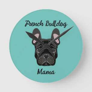 Fransk Bulldog-Mamma Rund Klocka
