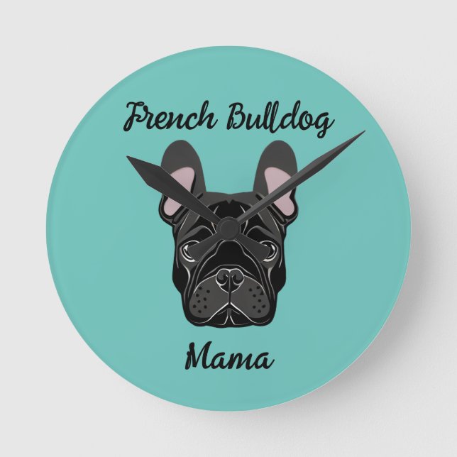 Fransk Bulldog-Mamma Rund Klocka (Framsida)