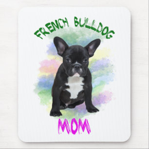 Fransk Bulldog Mamma Vattenfärg Oljemålning Konst Musmatta
