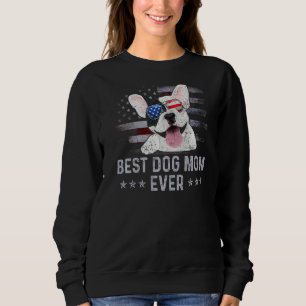 Fransk Bulldog Mamma Vintage American Flagga Patri T Shirt