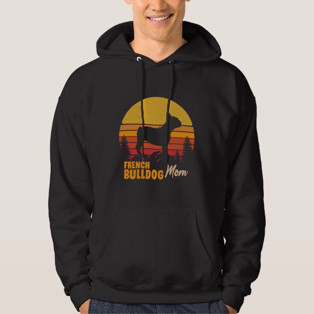 Fransk Bulldog Mamma Vintage Retro Hoodie (Framsida)