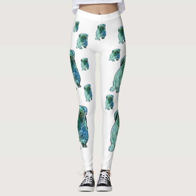 Fransk Bulldog Mandala Art Anpassningsbar Leggings (Framsida)