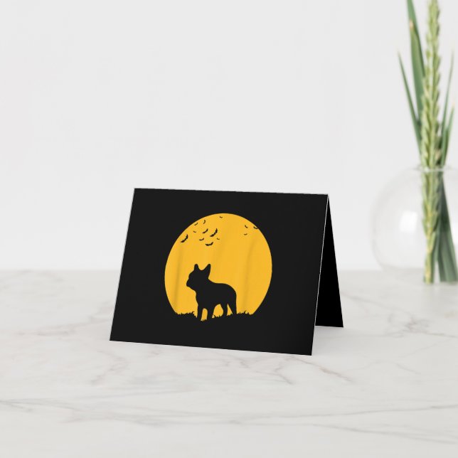 Fransk Bulldog Måne Halloween-inspirerad design Kort (Framsida)